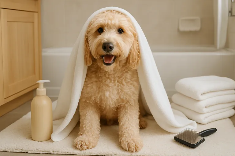 Doodle vachtverzorging thuis: wassen, drogen en klitten voorkomen
